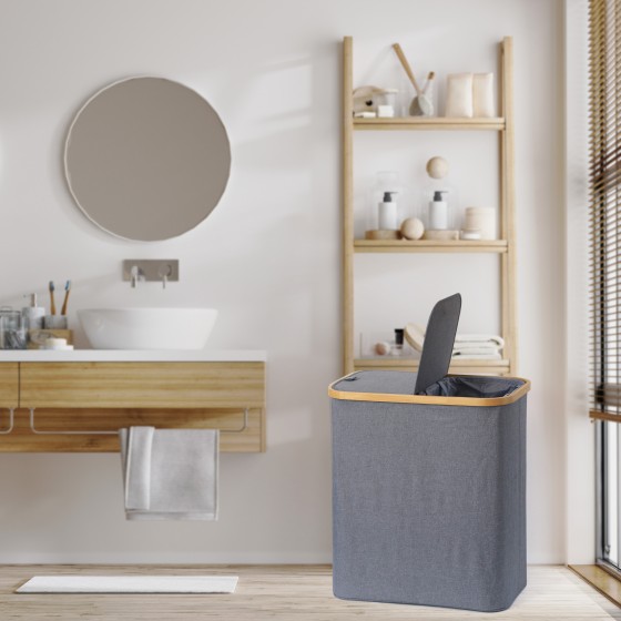 Panier à linge 110L gris