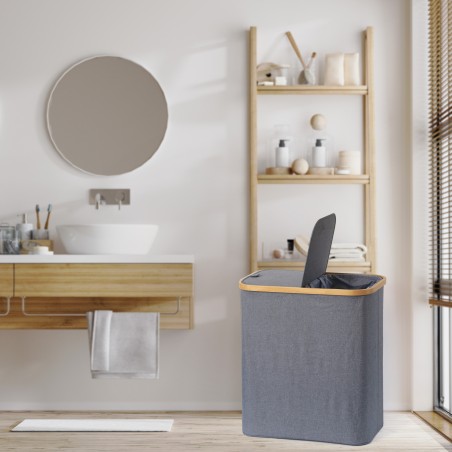 Panier à linge 110L gris
